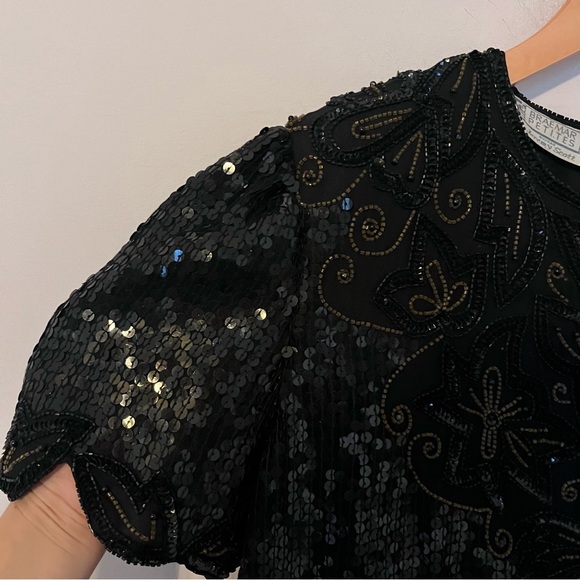 Vintage Braemar by Jeremy Scott 80s glam sequin beaded silk blouse womens medium - Picture 3 of 12